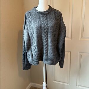 ASOS Charcoal Cable Knit Crew Neck Sweater